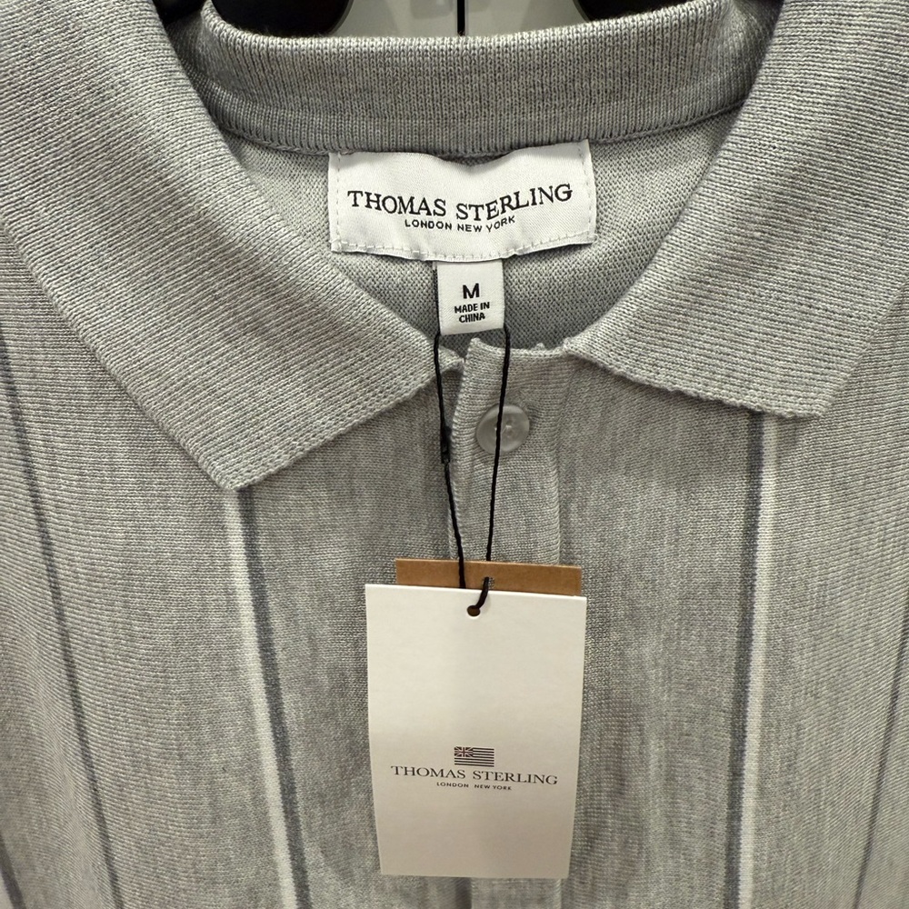 Men's Thomas Sterling Gray Polo Shirt, Med - Picture 2 of 9